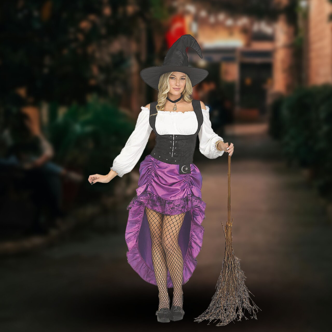 Women’s Renaissance Witch Halloween Costume with Dress Belt and Hat, Perfect for Halloween